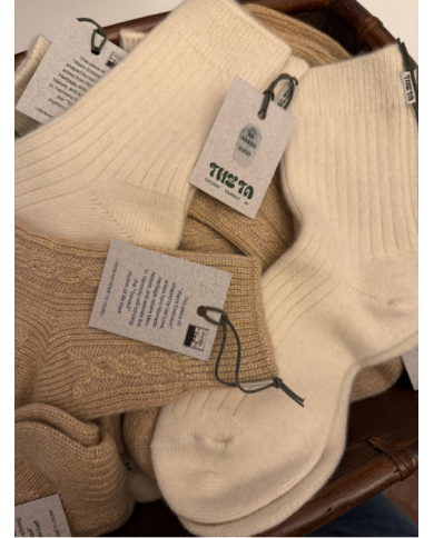MONGOLIAN CASHMERE  WHITE SOCKS