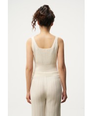 MONGOLIAN CASHMERE RIBBED WHITE TOP