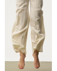 MONGOLIAN CASHMERE RIBBED WHITE PANTS