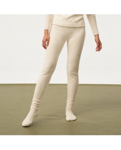 MONGOLIAN CASHMERE LONG SLIM WHITE PANTS