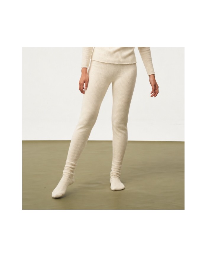 MONGOLIAN CASHMERE LONG SLIM WHITE PANTS