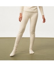 MONGOLIAN CASHMERE RIBBED BEIGE PANTS
