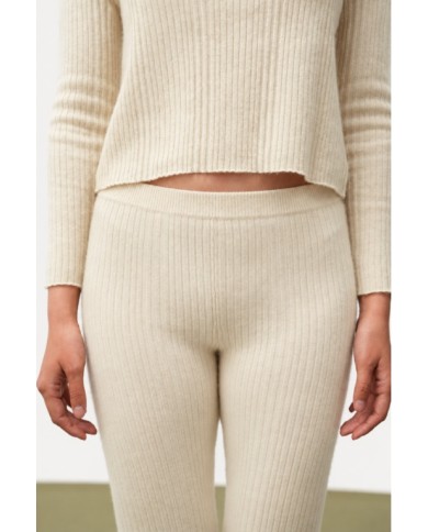 MONGOLIAN CASHMERE LONG SLIM WHITE PANTS