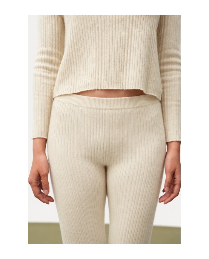 MONGOLIAN CASHMERE LONG SLIM WHITE PANTS